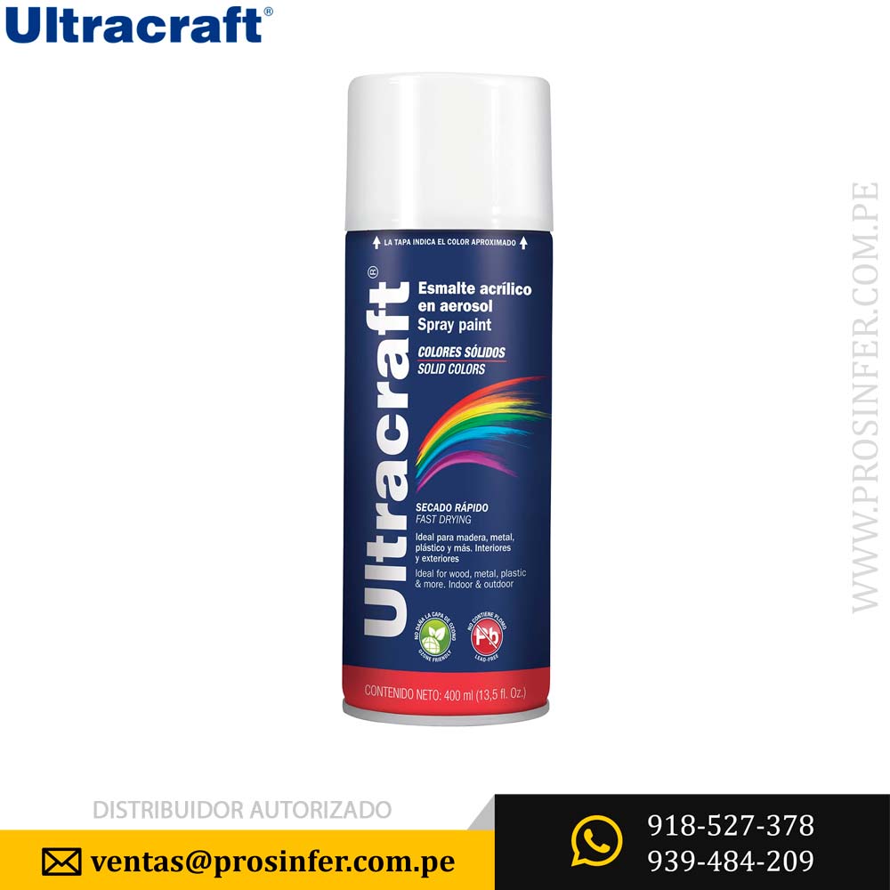 Pintura en Spray Blanco Mate Ultracraft 40038 » Distribuidor Truper